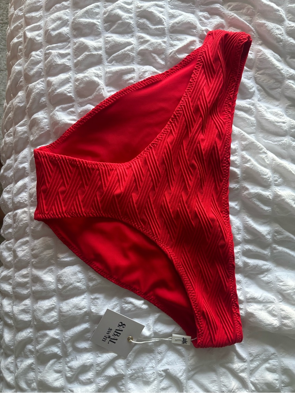 Red Textured Bikini Bottom